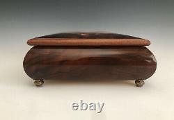 Italian Hand Crafted Inlaid Nutural Elm Wood Musical Jawelry Box Impossibe Dream