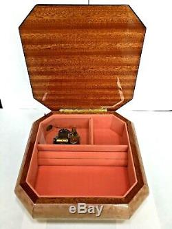 Italian Hand-Crafted Inlaid Wood Jewelry Music Box, Reuge Romance Mechanism