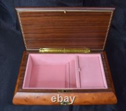 Italian Hand Crafted Inlaid Wood Reuge Swiss Jewelry Musical Box Plays Memories