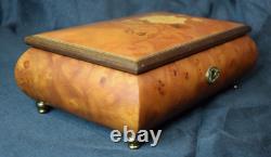 Italian Hand Crafted Inlaid Wood Reuge Swiss Jewelry Musical Box Plays Memories