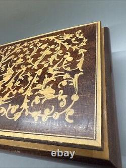 Italian Inlaid Jewelry Music Box Reuge Wood 10.5x6x3.75