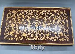 Italian Inlaid Jewelry Music Box Reuge Wood 10.5x6x3.75