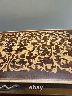 Italian Inlaid Jewelry Music Box Reuge Wood 10.5x6x3.75