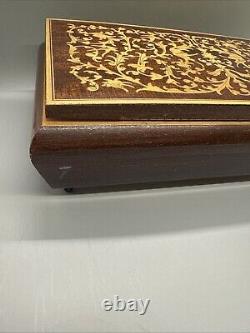 Italian Inlaid Jewelry Music Box Reuge Wood 10.5x6x3.75