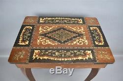 Italian Inlaid Wood Musical Music Box Jewelry Box Sewing Table Lador Works