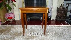 Italian Marquetry musical table sewing / jewellery Laras Theme Rare lined