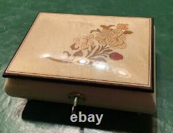 Italian Rogue Tan Inlayed Glazed Wood Musical Locking Jewelry Box Julie Song