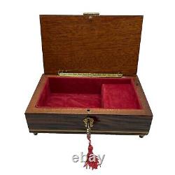 Italian Venice Hand Crafted Inlaid Wood Musical Box With Key 8