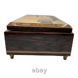 Italian Venice Hand Crafted Inlaid Wood Musical Box With Key 8