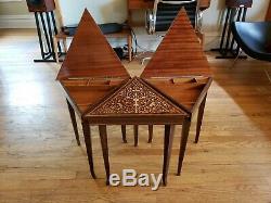 Italian Wood Inlaid Music Box Table Reuge Swiss Movement Plays Set