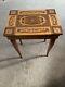 Italian Wood Inlay Florentina Musical Jewelry Box Side Table With Removable Legs