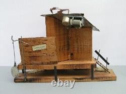 Japan Seagull Sankyo Movement WHARF SCULPTURE Music Box Wood Copper Brass Tin