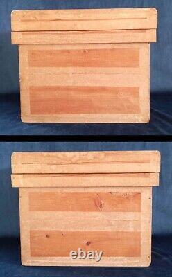 Japan tea box wood box Showa-era retro tinplate tool box storage box vintage FS