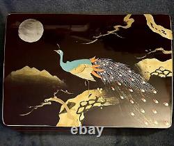 Japanese Lacquered Wood Jewelry Storage Chest Music Box C-1950s 11.75D