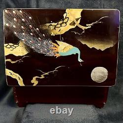 Japanese Lacquered Wood Jewelry Storage Chest Music Box C-1950s 11.75D