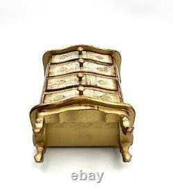 Jewelry /Music Box Italian Florentine Wood Curved With Golden Details Gift Decor