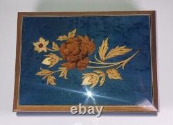 Jewelry Music Box Wood Lacquered Inlay Italy Blue Danube By Strauss Vtg Reuge