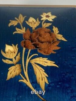 Jewelry Music Box Wood Lacquered Inlay Italy Blue Danube By Strauss Vtg Reuge