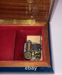 Jewelry Music Box Wood Lacquered Inlay Italy Blue Danube By Strauss Vtg Reuge