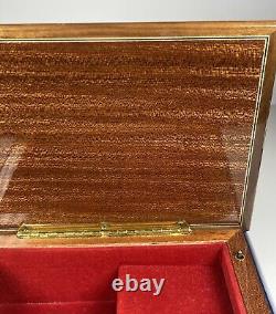 Jewelry Music Box Wood Lacquered Inlay Italy Blue Danube By Strauss Vtg Reuge
