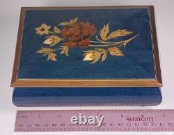 Jewelry Music Box Wood Lacquered Inlay Italy Blue Danube By Strauss Vtg Reuge