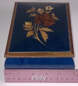 Jewelry Music Box Wood Lacquered Inlay Italy Blue Danube By Strauss Vtg Reuge