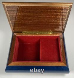 Jewelry Music Box Wood Lacquered Inlay Italy Blue Danube By Strauss Vtg Reuge