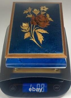 Jewelry Music Box Wood Lacquered Inlay Italy Blue Danube By Strauss Vtg Reuge