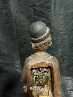 Karl Griesbaum German Antique Carved Wood Whistler Lantern Music Automaton Box