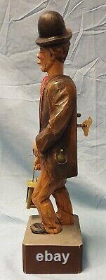 Karl Griesbaum Hand Carved Wood 1930's Hobo withLantern and Bird Key. Art Piece