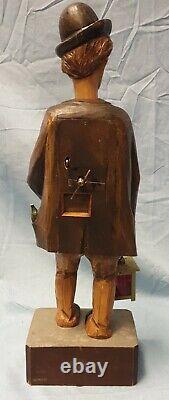 Karl Griesbaum Hand Carved Wood 1930's Hobo withLantern and Bird Key. Art Piece