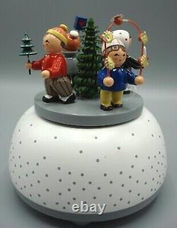 Kwo Erzebirge Music Box Children In Winter New In Box Christmas