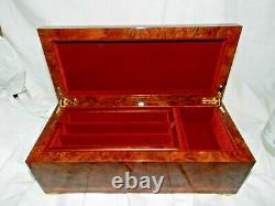 LARGE Vintage Italian Inlaid Wood, Swiss MOVEMENT Jewelry Music Box