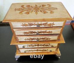 Large Beautiful Vintage Italian Florentine Jewelry/music Box Chest Lined Drawers
