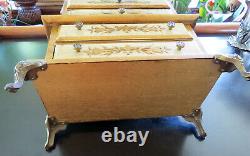 Large Beautiful Vintage Italian Florentine Jewelry/music Box Chest Lined Drawers