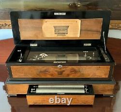 Large Exceptional 19thc Swiss Interchangeable (3) Orchestral Cylinder Music Box
