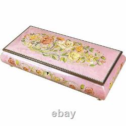 Large Handcrafted Wooden Pink Maple Burl Musical Jewellery Box with Inlay