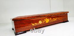 Large Italian Jewelry Music Box With Inlaid Wood & Swiss Reuge Movement Floral