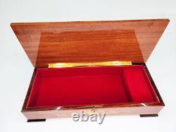 Large Italian Jewelry Music Box With Inlaid Wood & Swiss Reuge Movement Floral