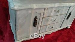 Large Musical Jewellery Box. Shabby Chic Rustic Duck Egg Blue Jewellery Drawers