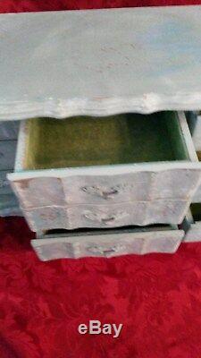 Large Musical Jewellery Box. Shabby Chic Rustic Duck Egg Blue Jewellery Drawers