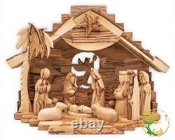 Large Wooden Nativity Set Christmas décor Olive Wood Music Box Nativity Scene