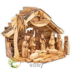 Large Wooden Nativity Set Christmas décor Olive Wood Music Box Nativity Scene