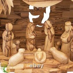 Large Wooden Nativity Set Christmas décor Olive Wood Music Box Nativity Scene