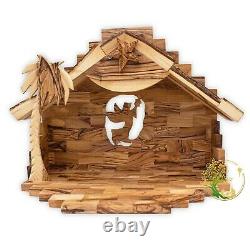 Large Wooden Nativity Set Christmas décor Olive Wood Music Box Nativity Scene