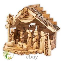 Large Wooden Nativity Set Christmas décor Olive Wood Music Box Nativity Scene