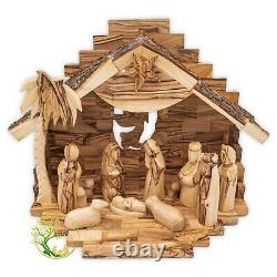 Large Wooden Nativity Set Christmas décor Olive Wood Music Box Nativity Scene