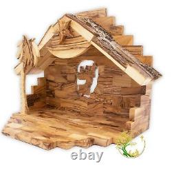 Large Wooden Nativity Set Christmas décor Olive Wood Music Box Nativity Scene