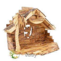 Large Wooden Nativity Set Christmas décor Olive Wood Music Box Nativity Scene