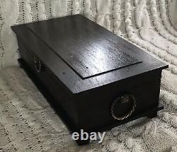 Lg. VTG Music Jewery Box. Black Walnut. Mens Womens Japan. 16x9x5.5. GRT Cond